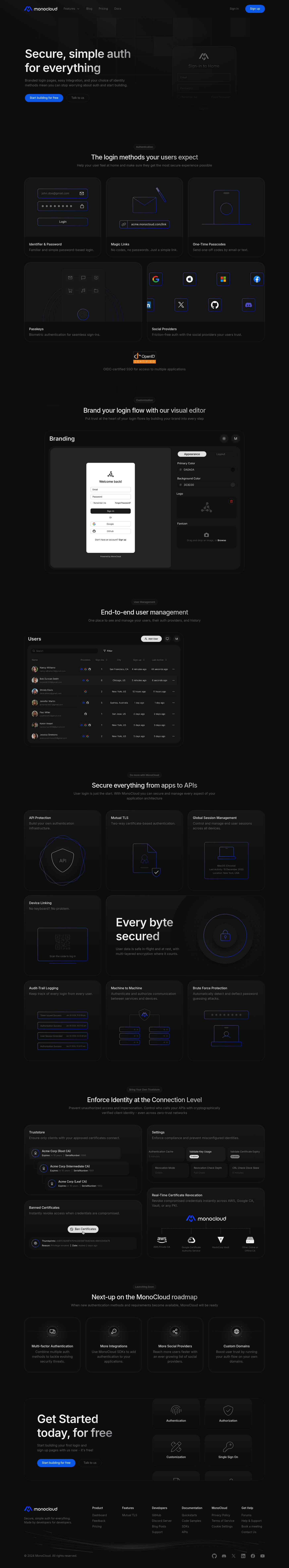 MonoCloud for Startups screenshot