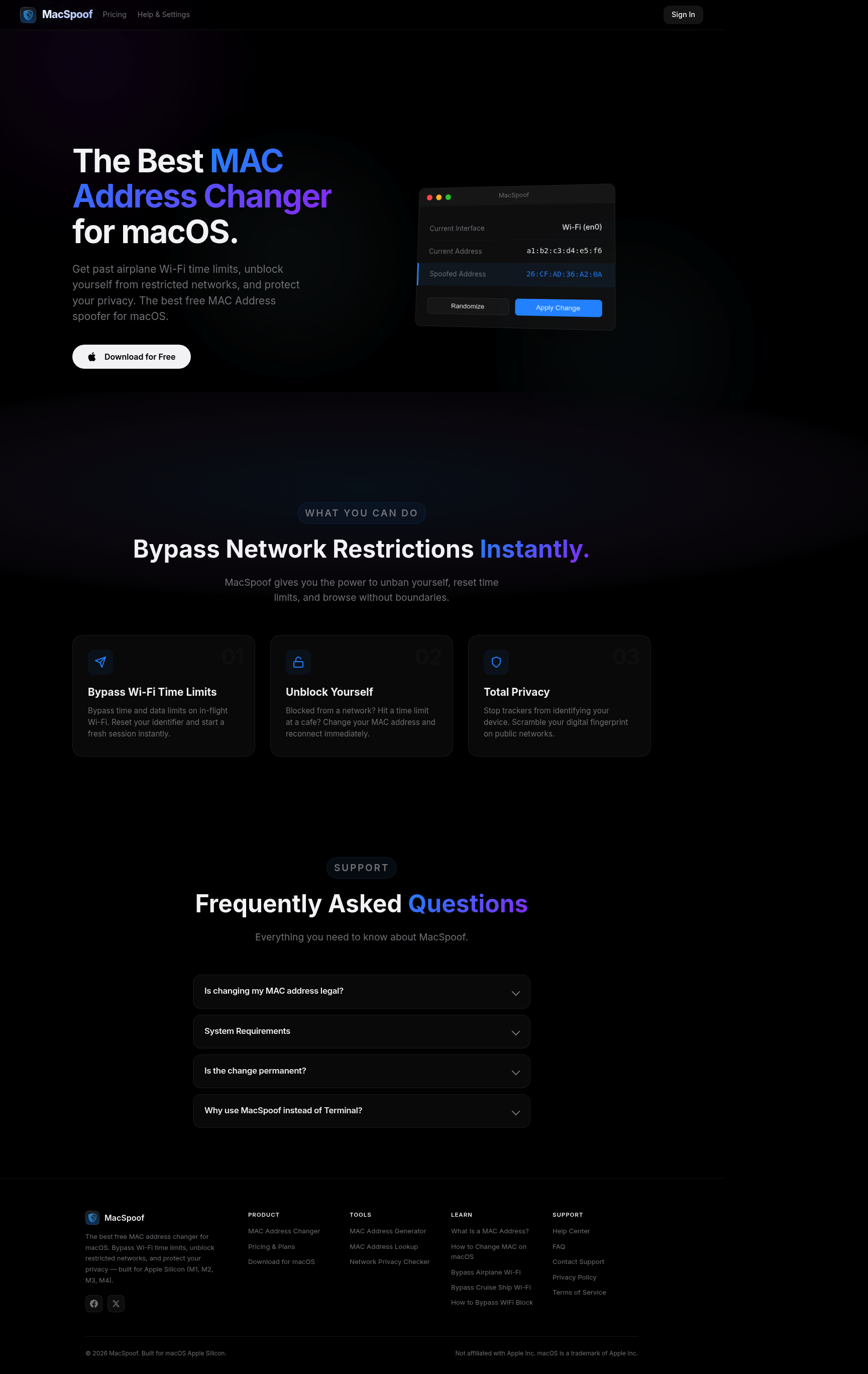 MacSpoof screenshot