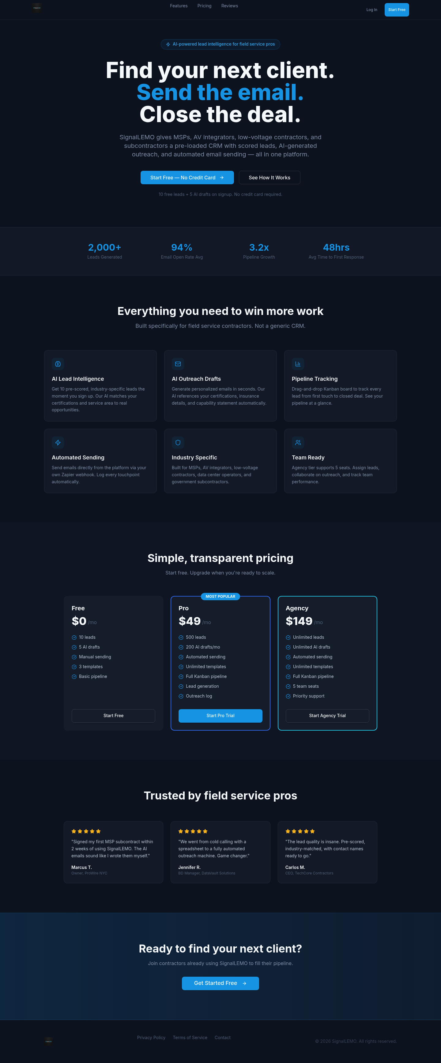SignalLEMO - Ai Outreach Made Simple screenshot
