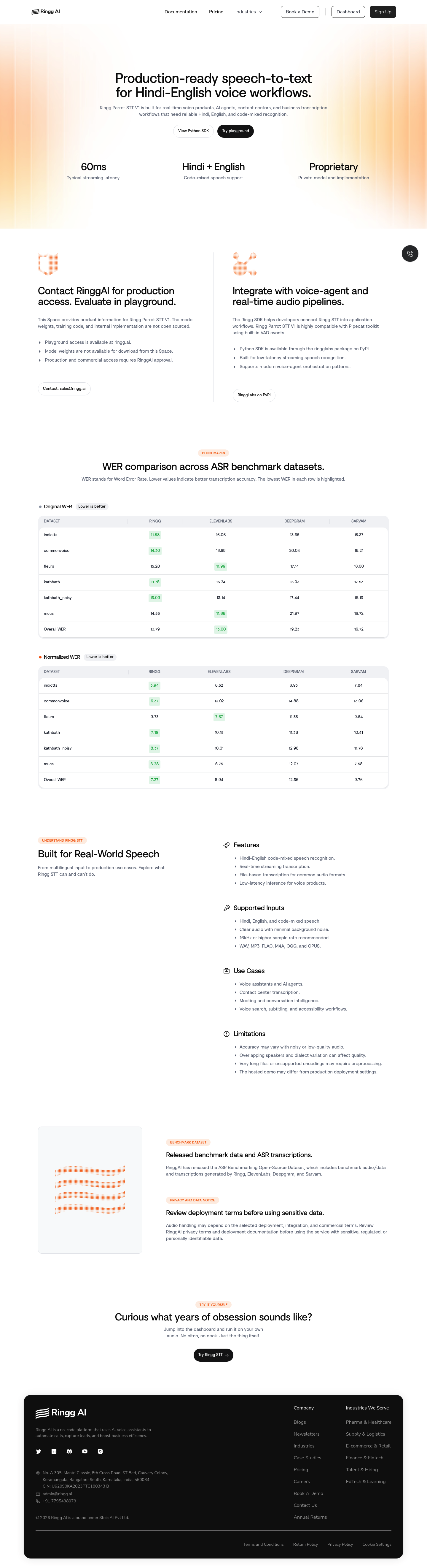 Parrot Speech-to-text API screenshot