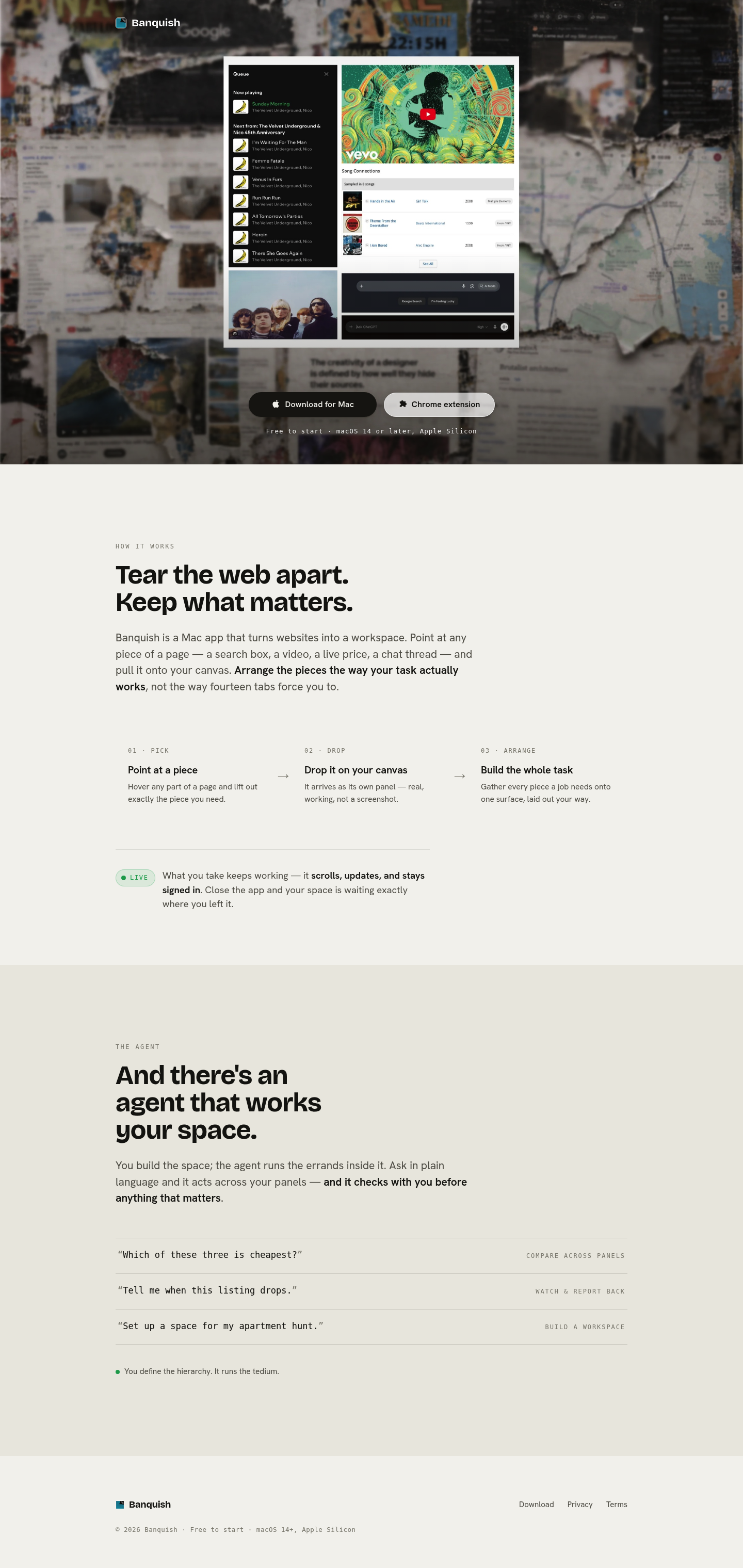 Banquish — Make the web your workspace screenshot