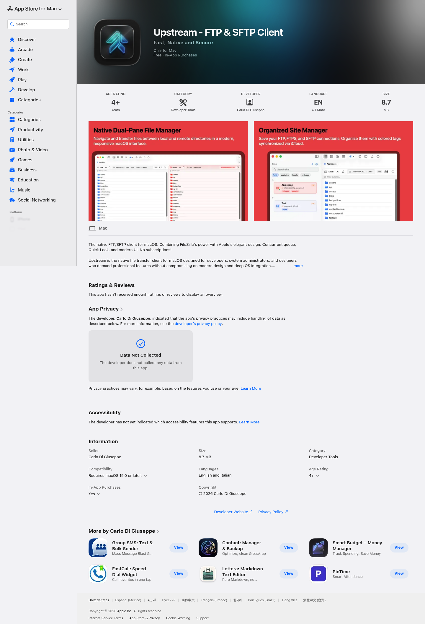 Upstream FTP screenshot