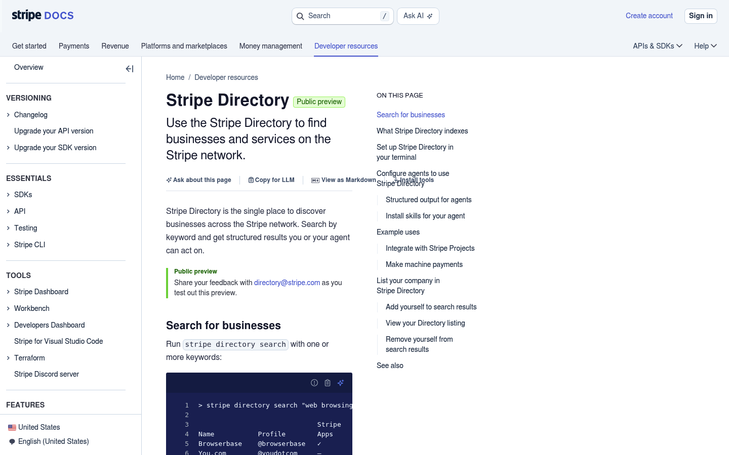 Stripe.Directory screenshot