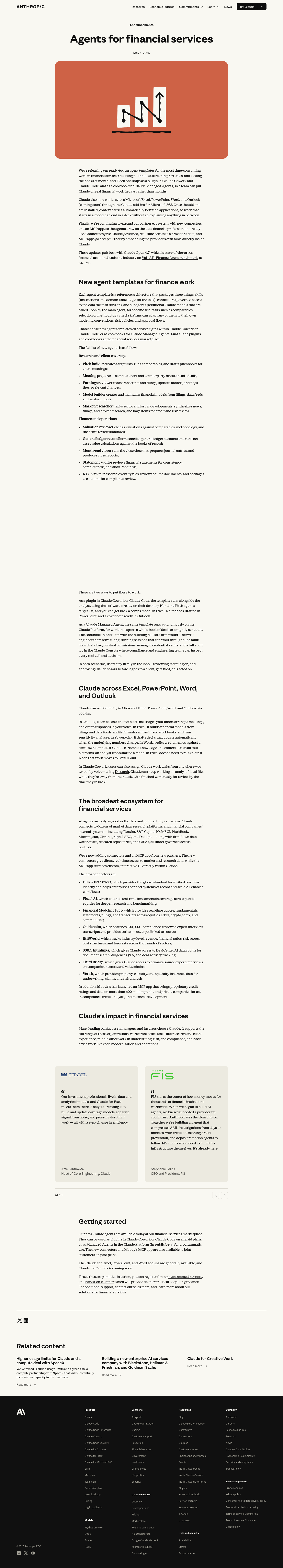 Claude Agents for Financial Services screenshot