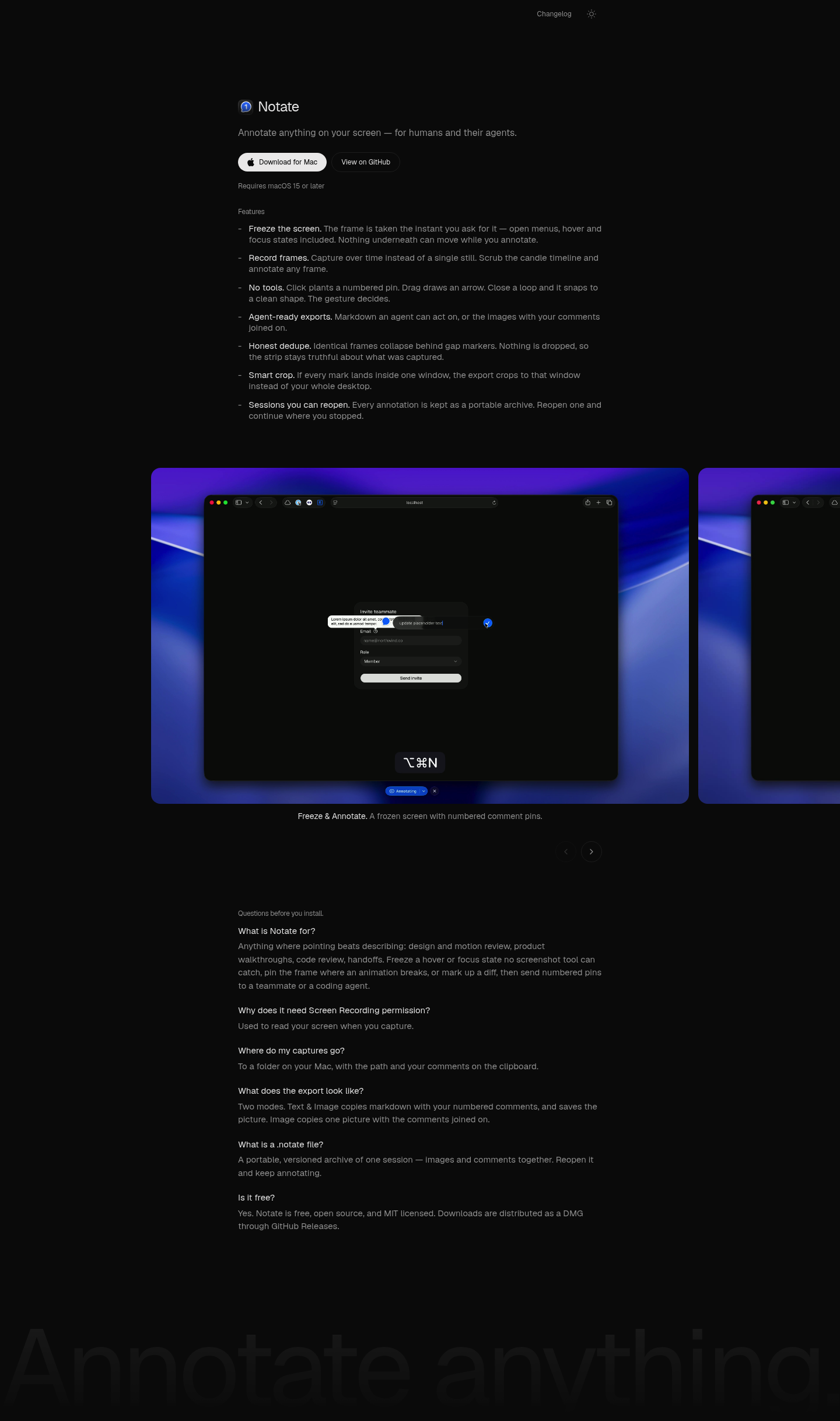 Notate screenshot