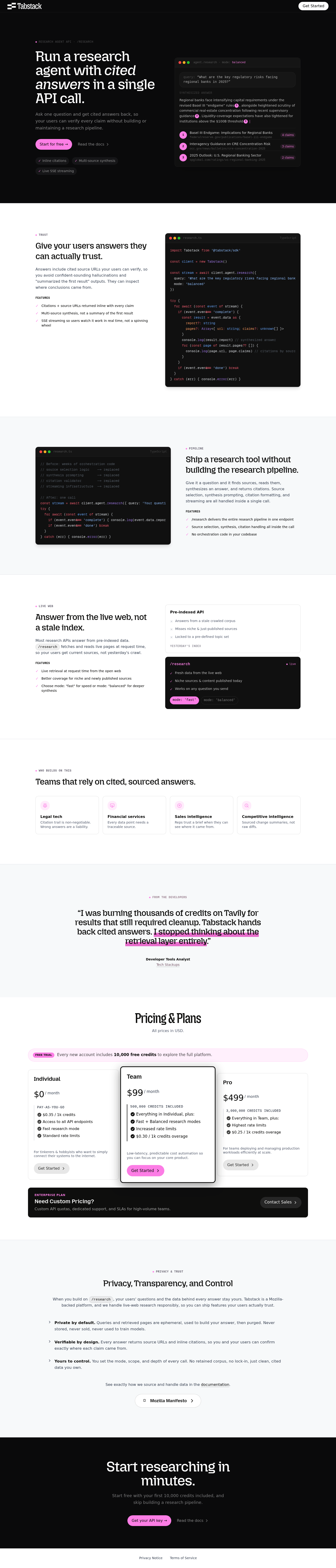 Tabstack Web Research screenshot