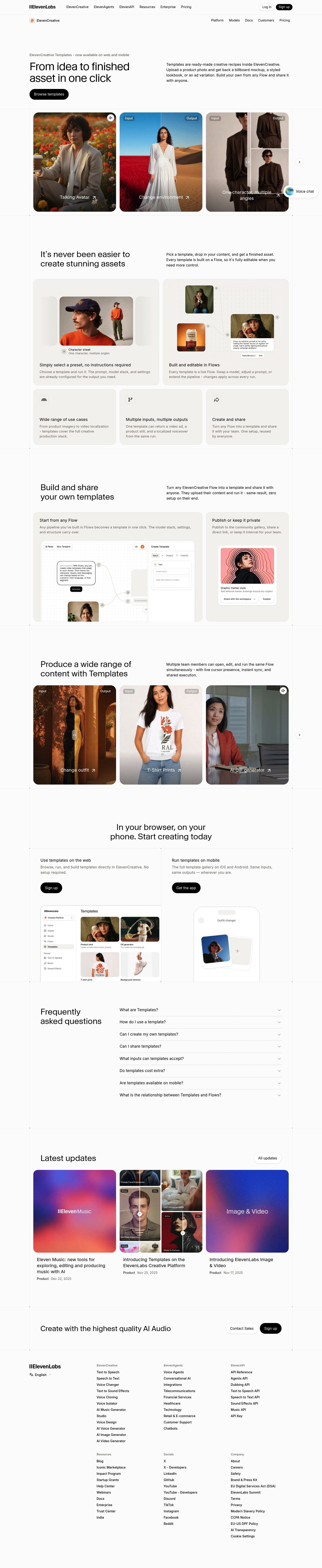 Templates in ElevenCreative screenshot