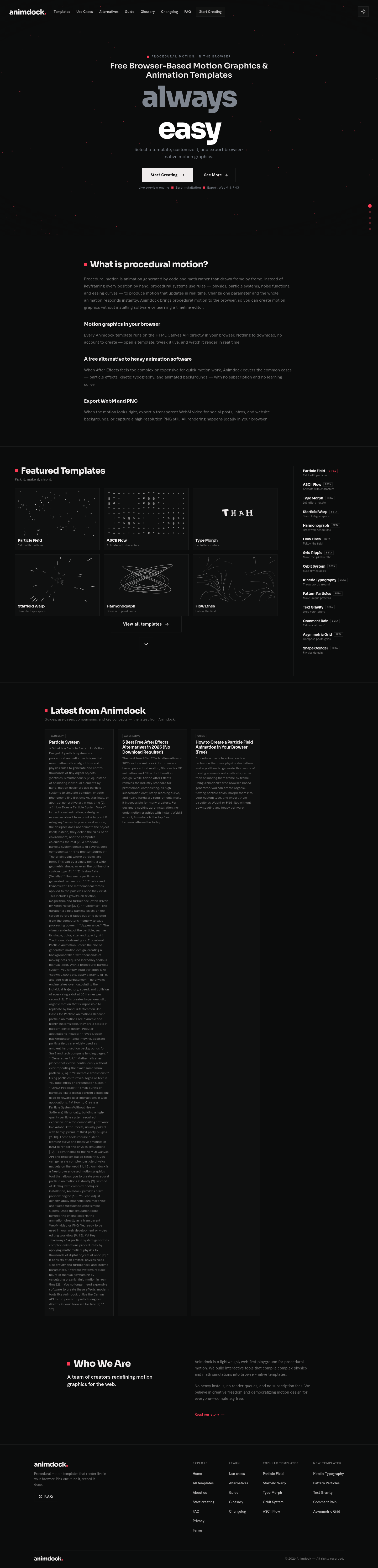 Animdock Motion Templates in the Browser screenshot