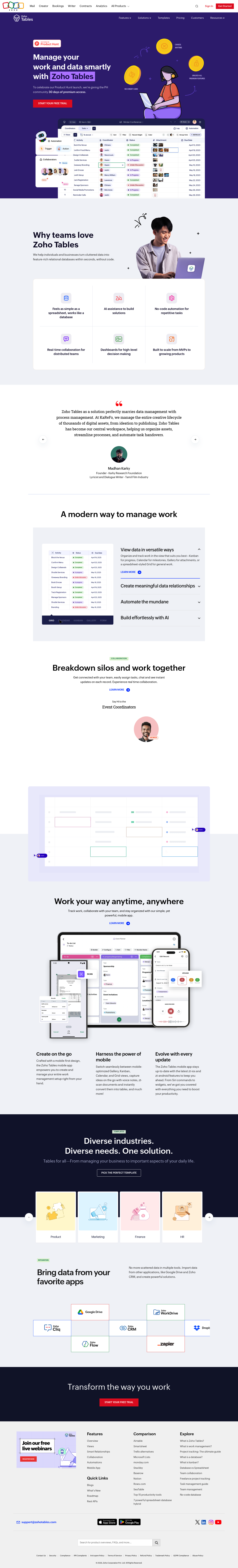 Zoho Tables screenshot