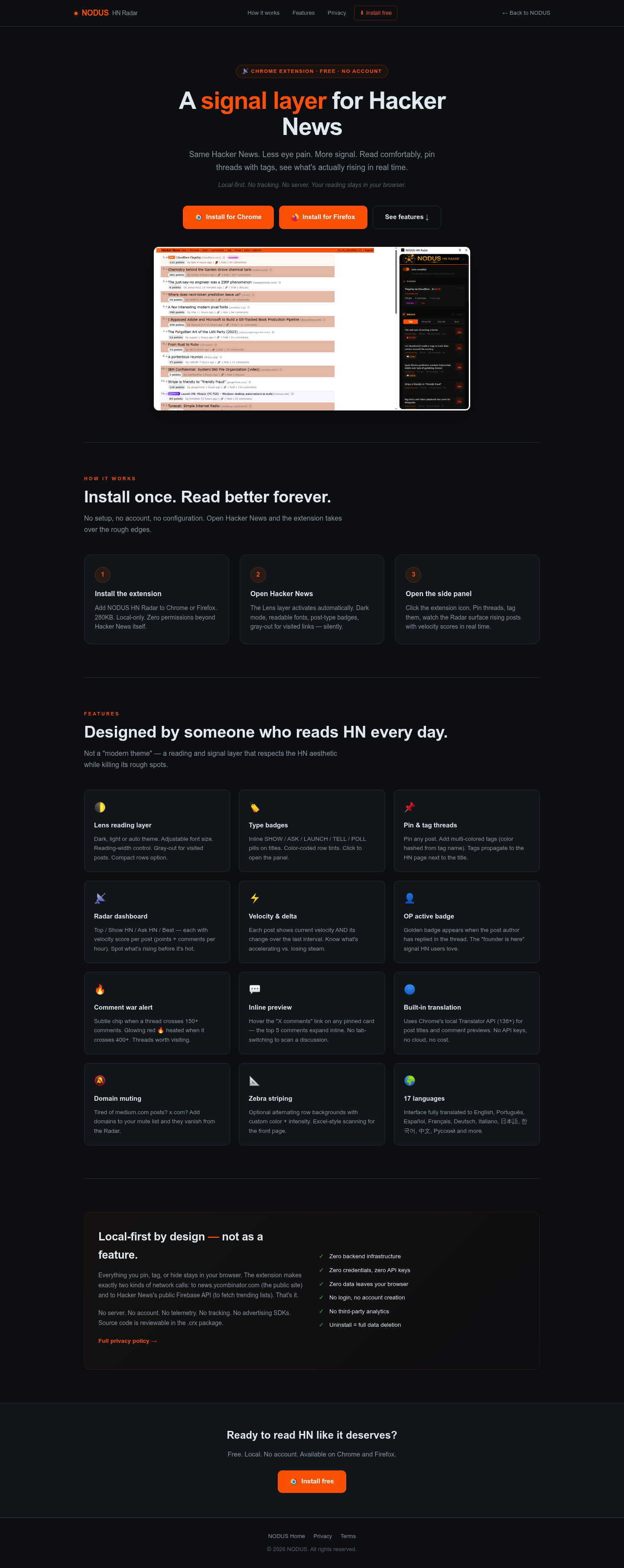 NODUS HN Radar screenshot