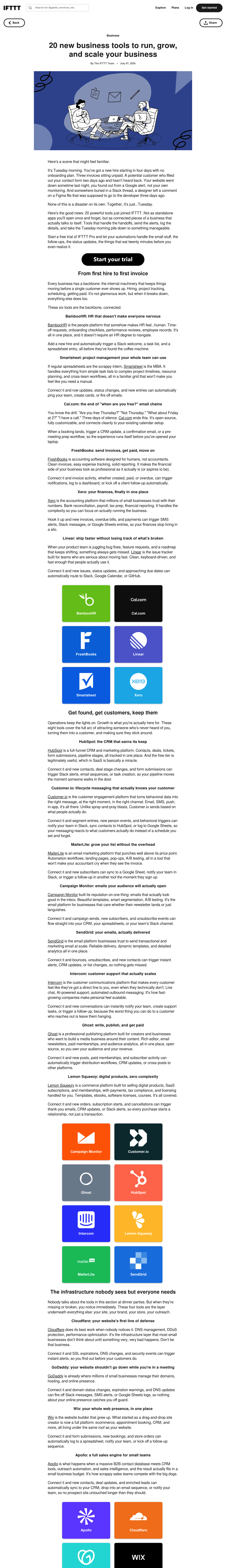 New small business tools by IFTTT screenshot