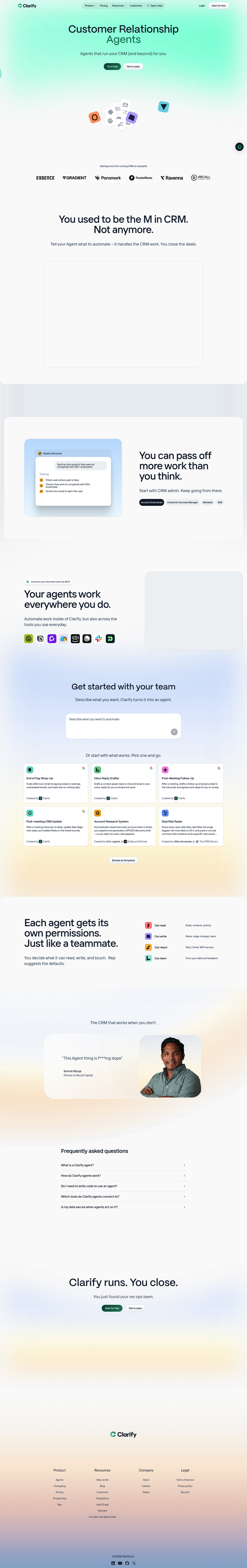 Customer Relationship Agents by Clarify screenshot