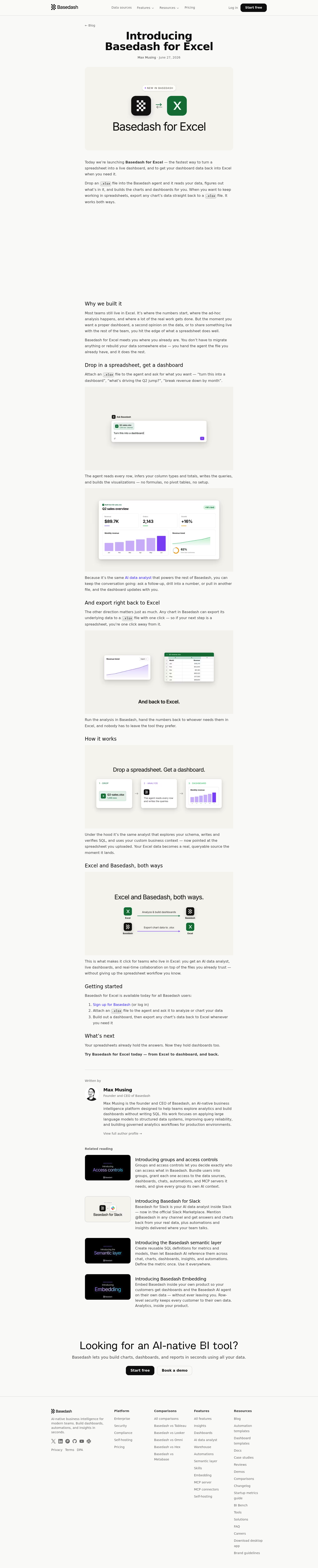 Basedash for Excel screenshot
