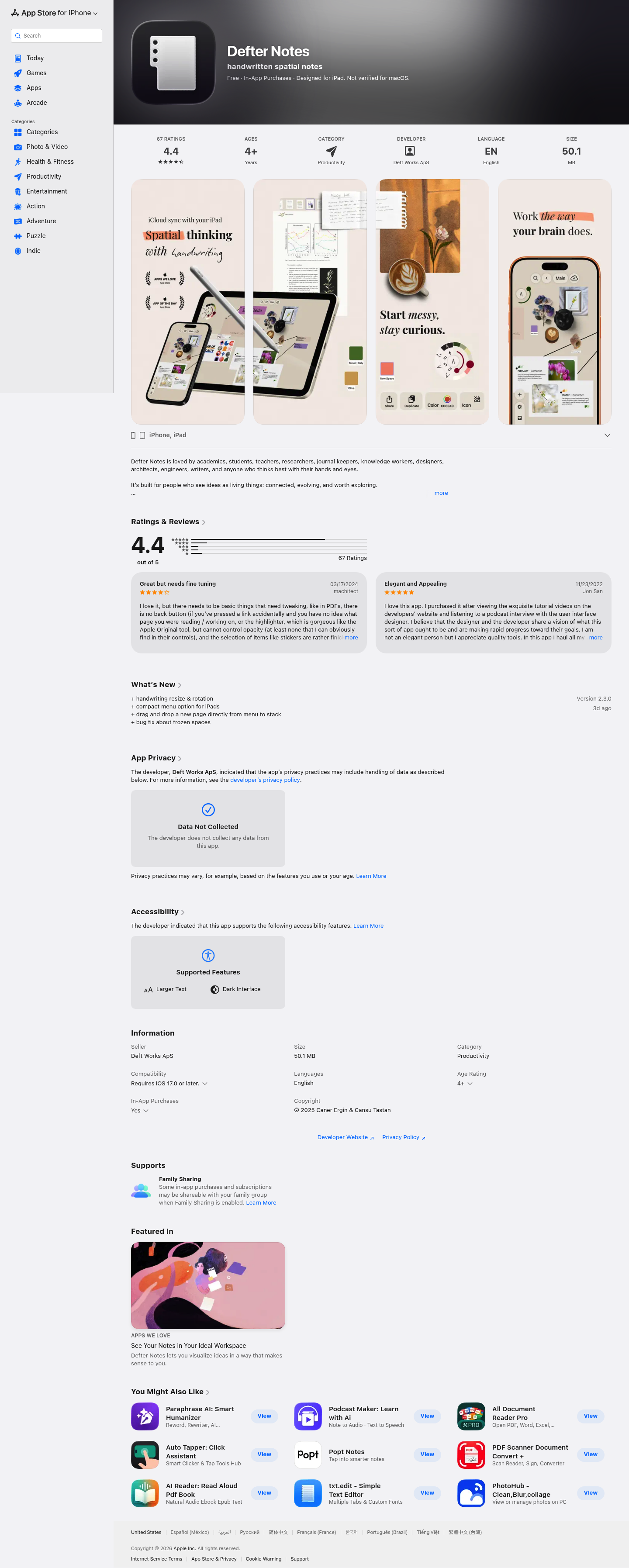 Defter Notes 2.0. screenshot