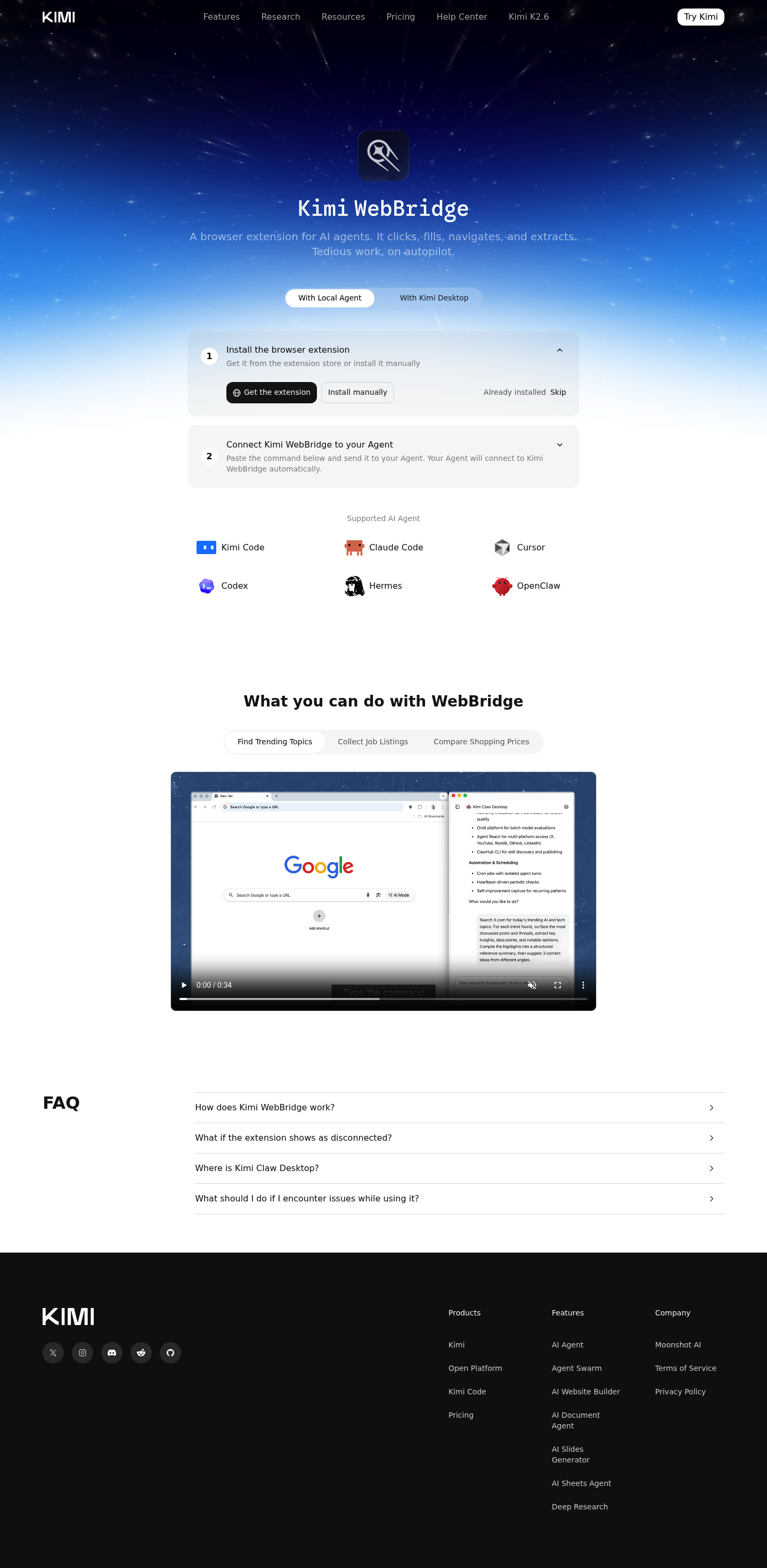 Kimi WebBridge screenshot