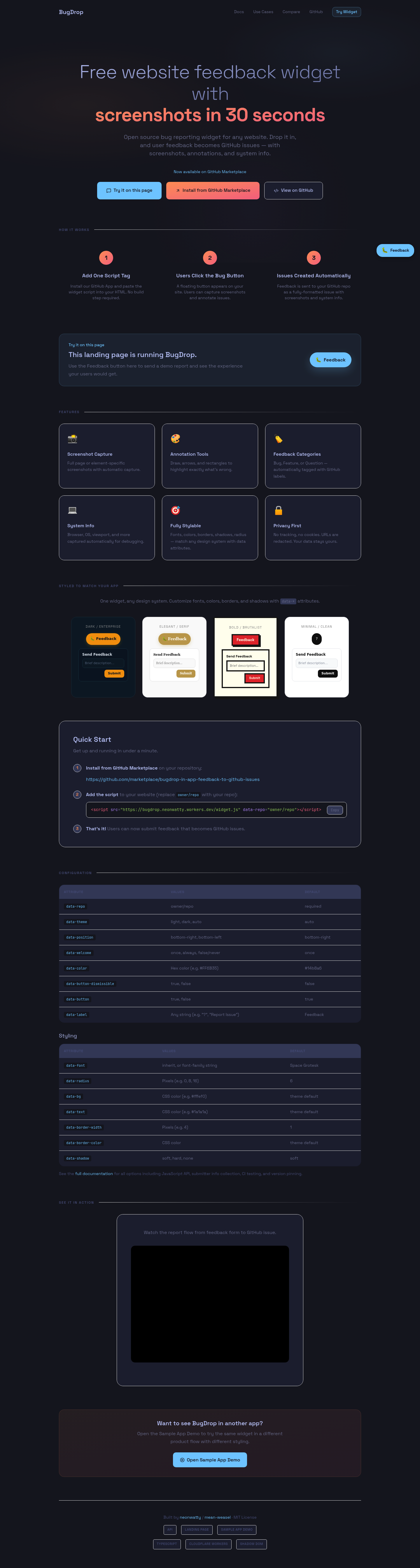 BugDrop screenshot