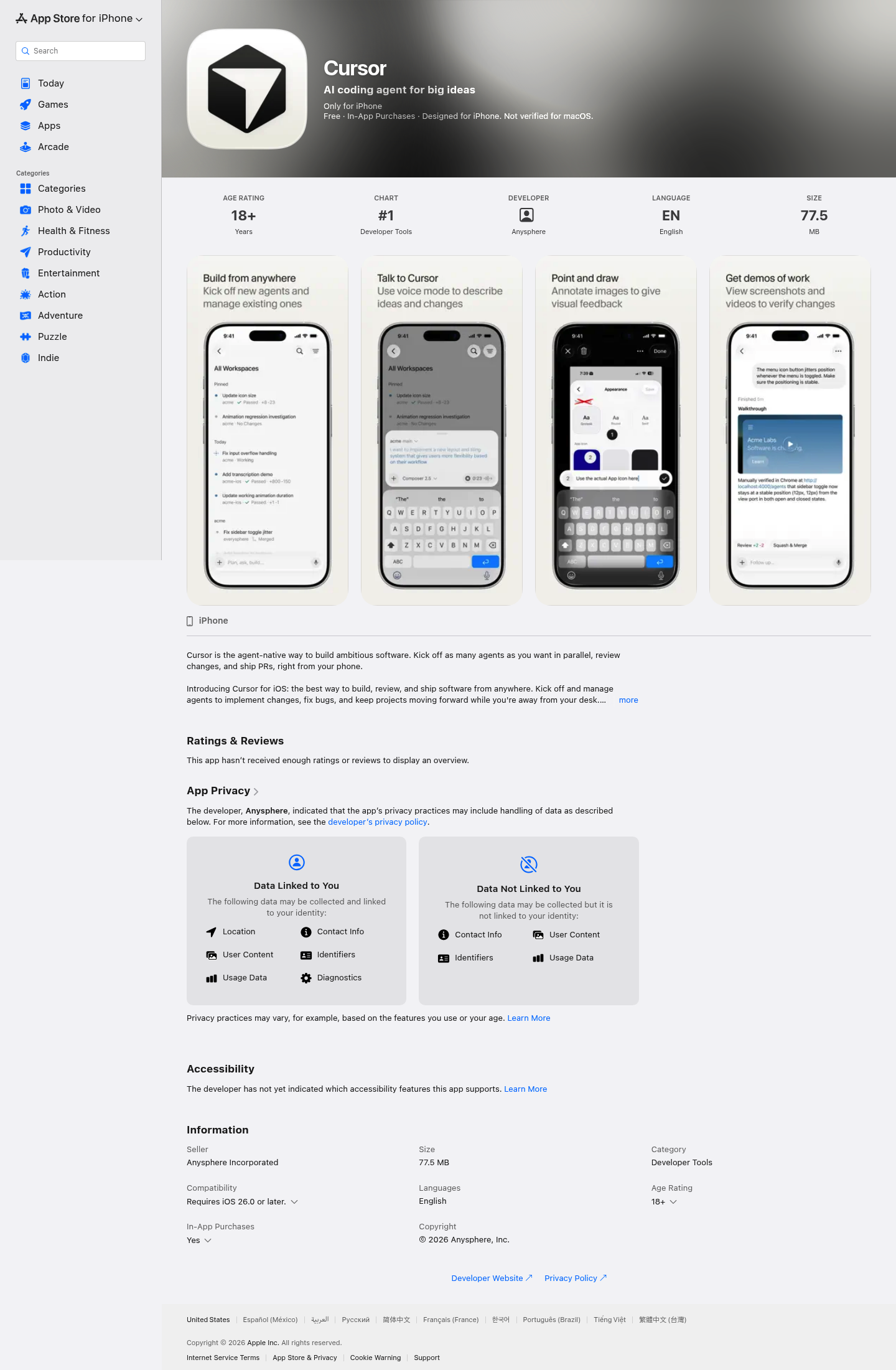Cursor for iOS screenshot