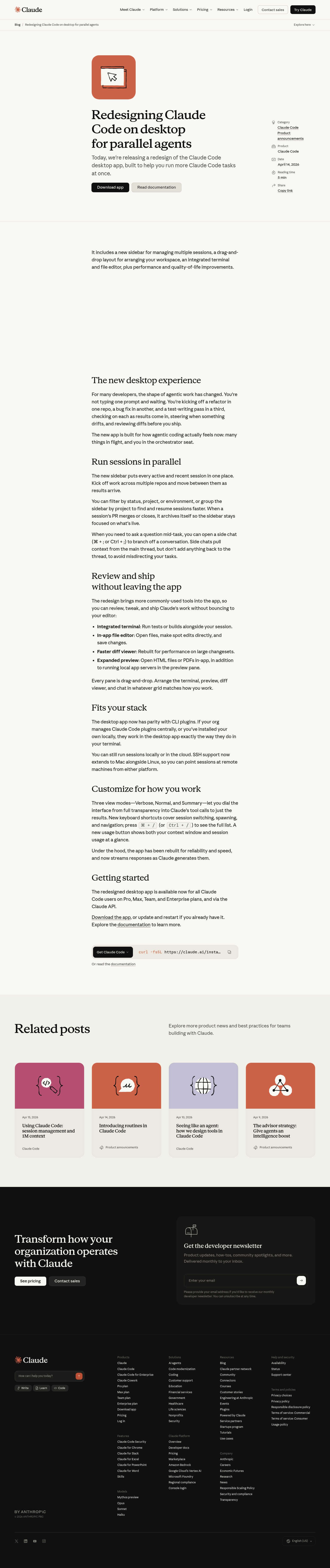 Claude Code Desktop App Redesigned screenshot
