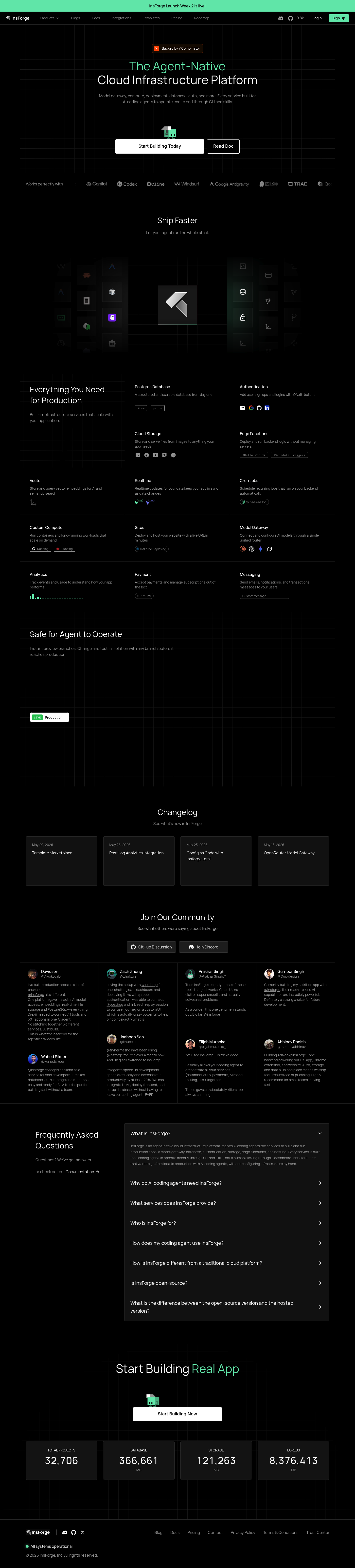 InsForge Backend Branching screenshot